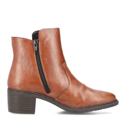 Fashion Rieker Botki Damskie Miedziano-Brazowe