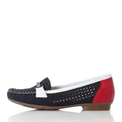 New Rieker Damskie Baleriny Ocean Niebiesko-Ognistoczerwone