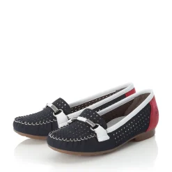 New Rieker Damskie Baleriny Ocean Niebiesko-Ognistoczerwone