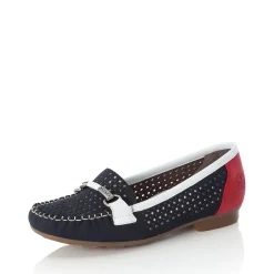 New Rieker Damskie Baleriny Ocean Niebiesko-Ognistoczerwone