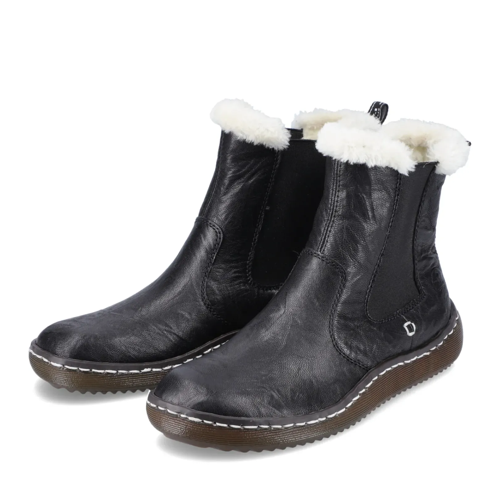 Fashion Rieker Damskie Botki Chelsea, Nocne, Czarne