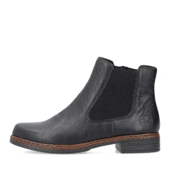 Outlet Rieker Damskie Botki Chelsea, Nocne, Czarne