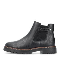 Fashion Rieker Damskie Botki Chelsea, Nocne, Czarne