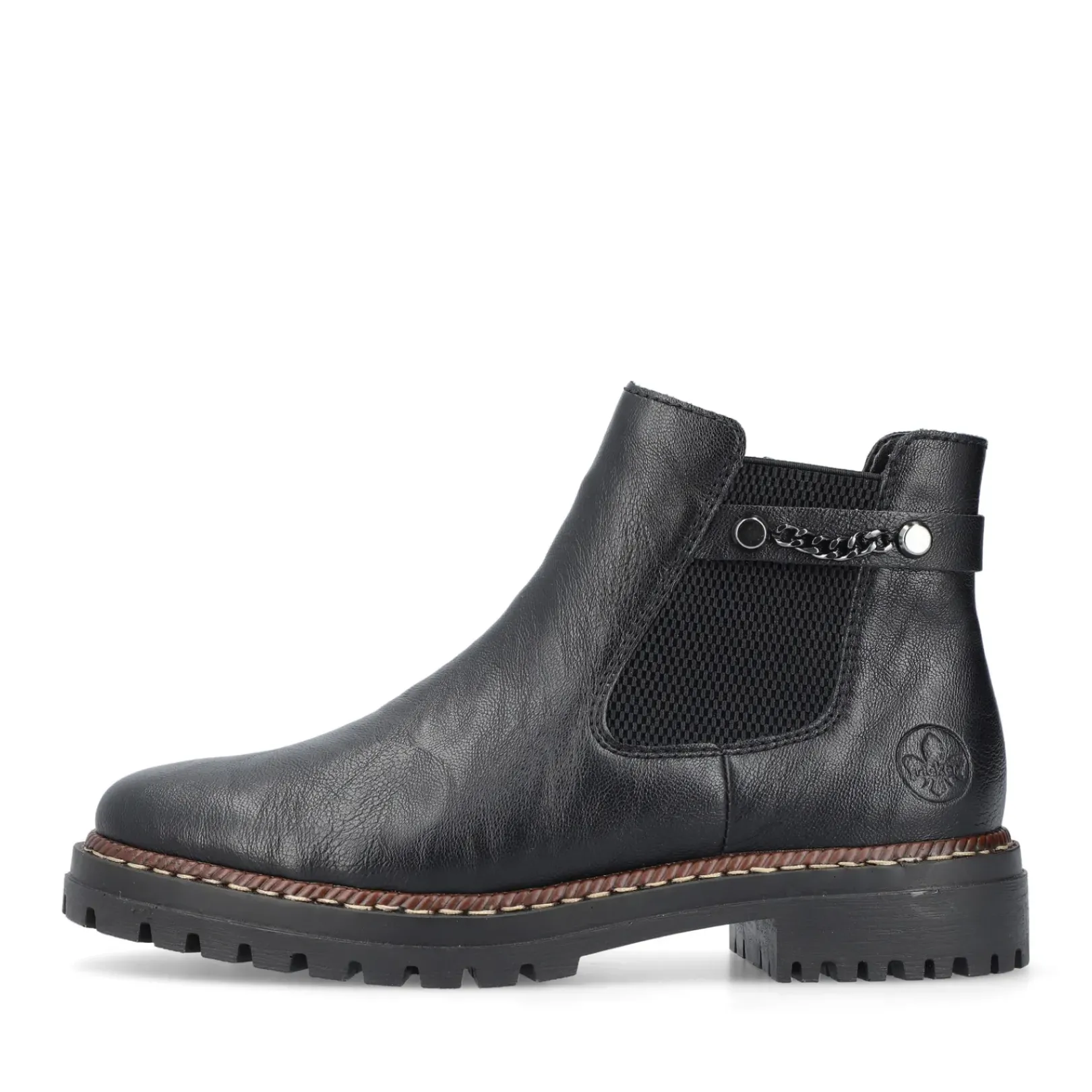 Fashion Rieker Damskie Botki Chelsea, Nocne, Czarne