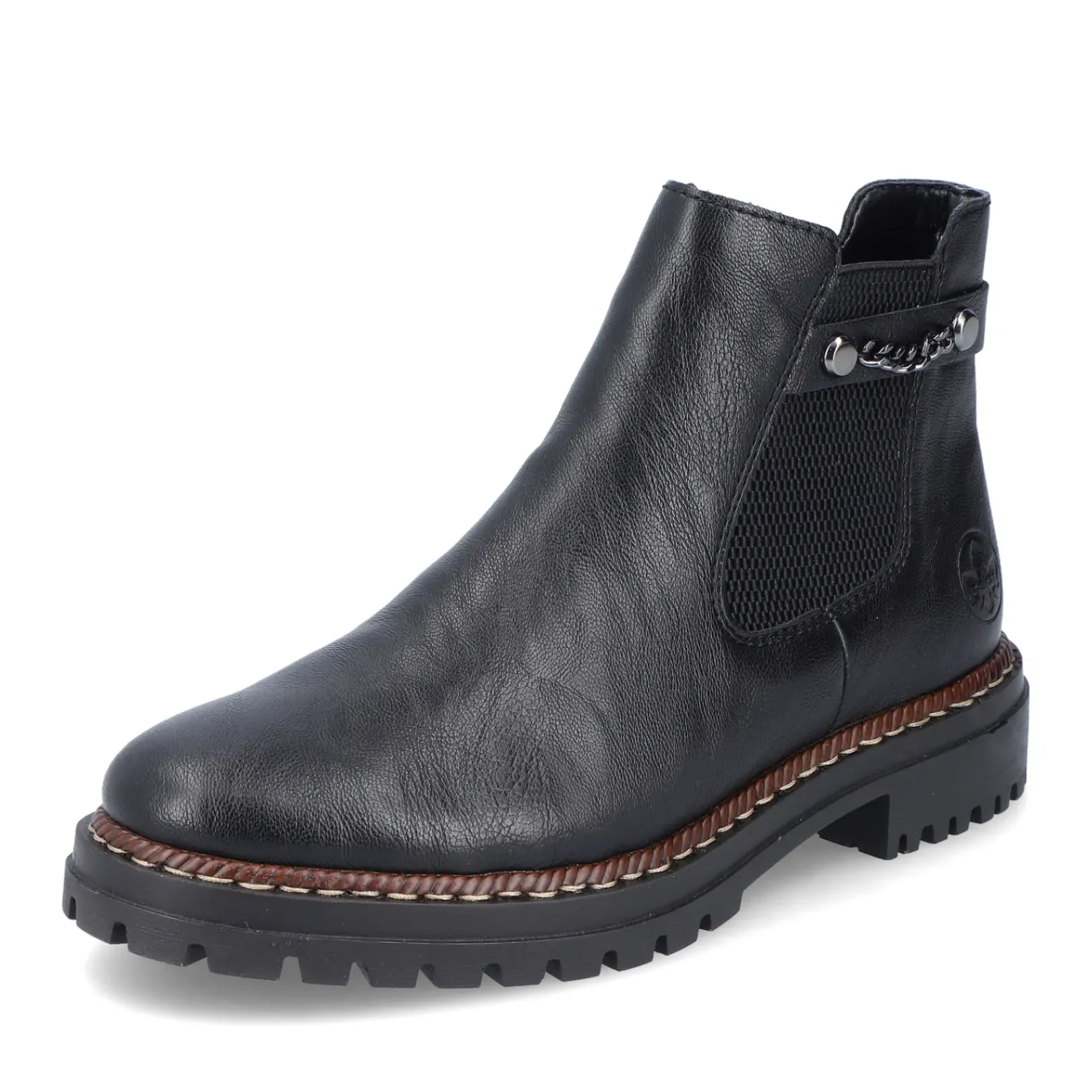Fashion Rieker Damskie Botki Chelsea, Nocne, Czarne