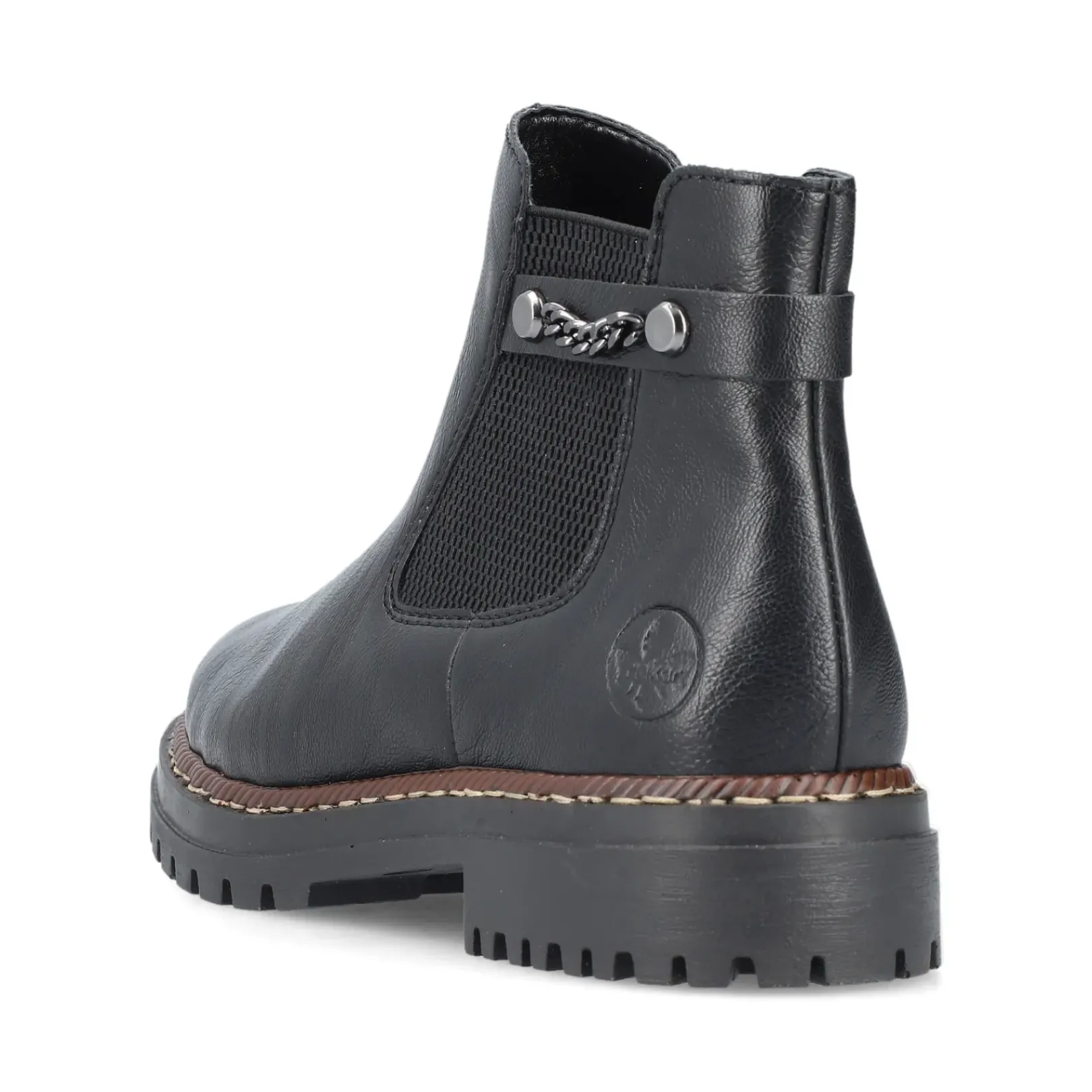 Fashion Rieker Damskie Botki Chelsea, Nocne, Czarne