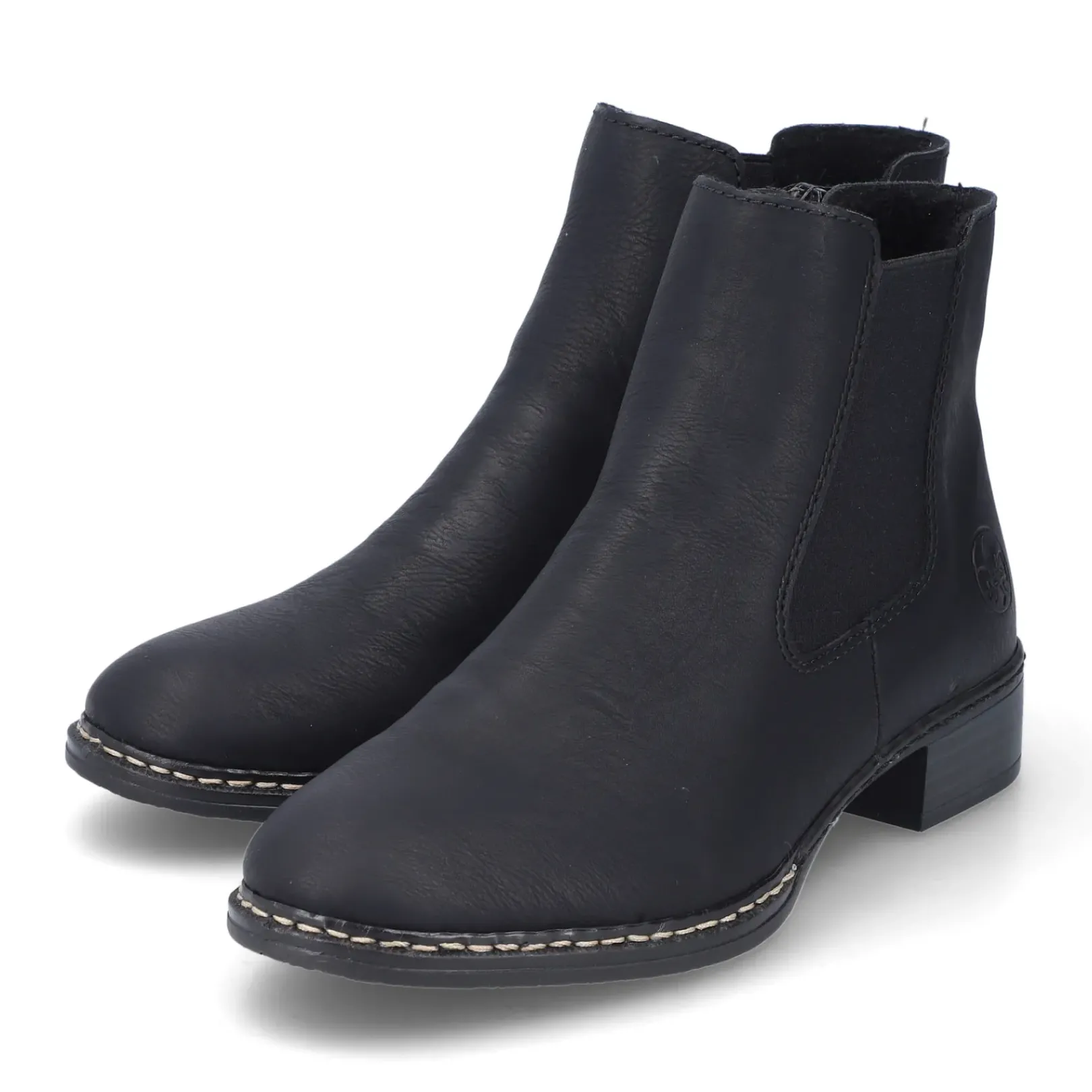 Fashion Rieker Damskie Botki Chelsea, Nocne, Czarne