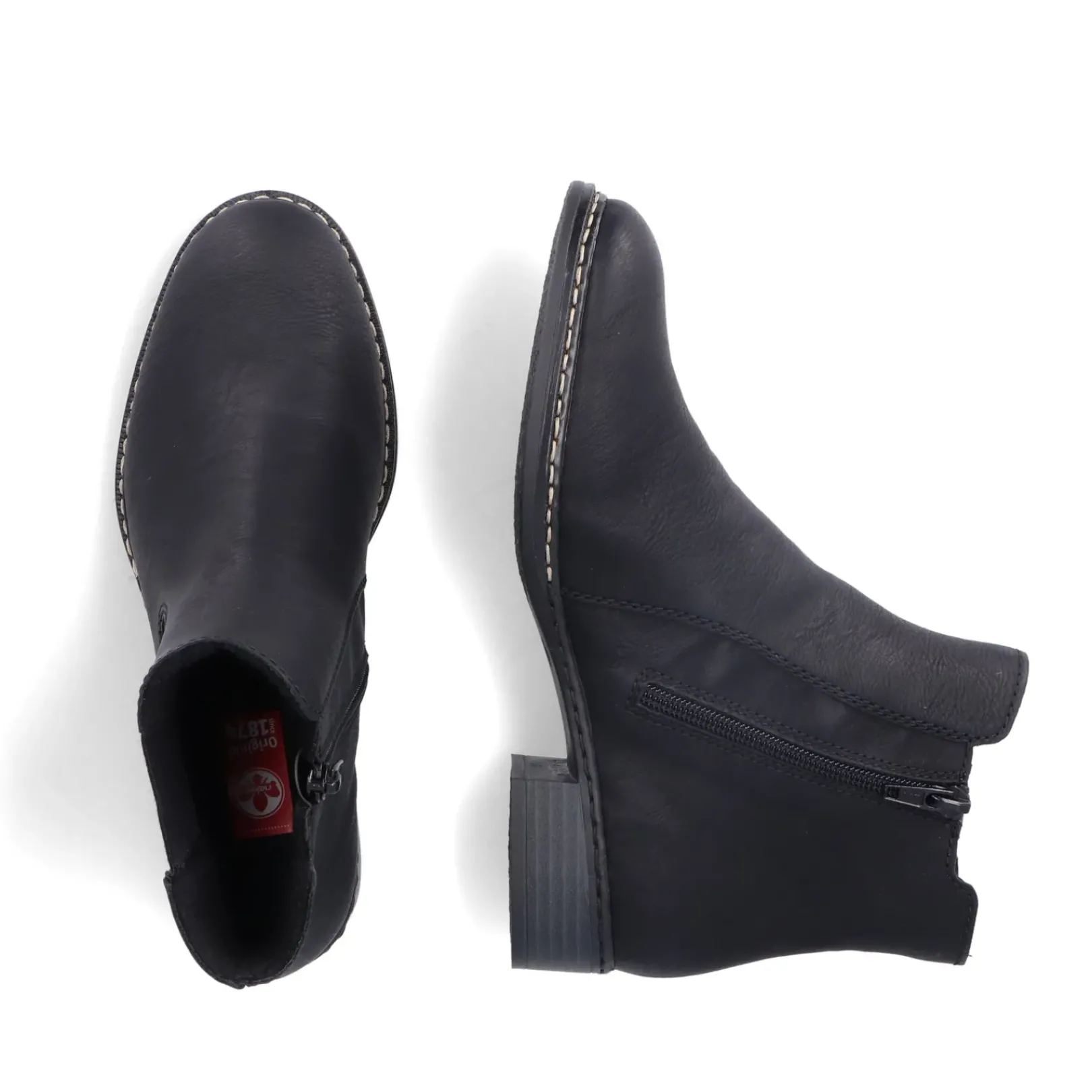Fashion Rieker Damskie Botki Chelsea, Nocne, Czarne