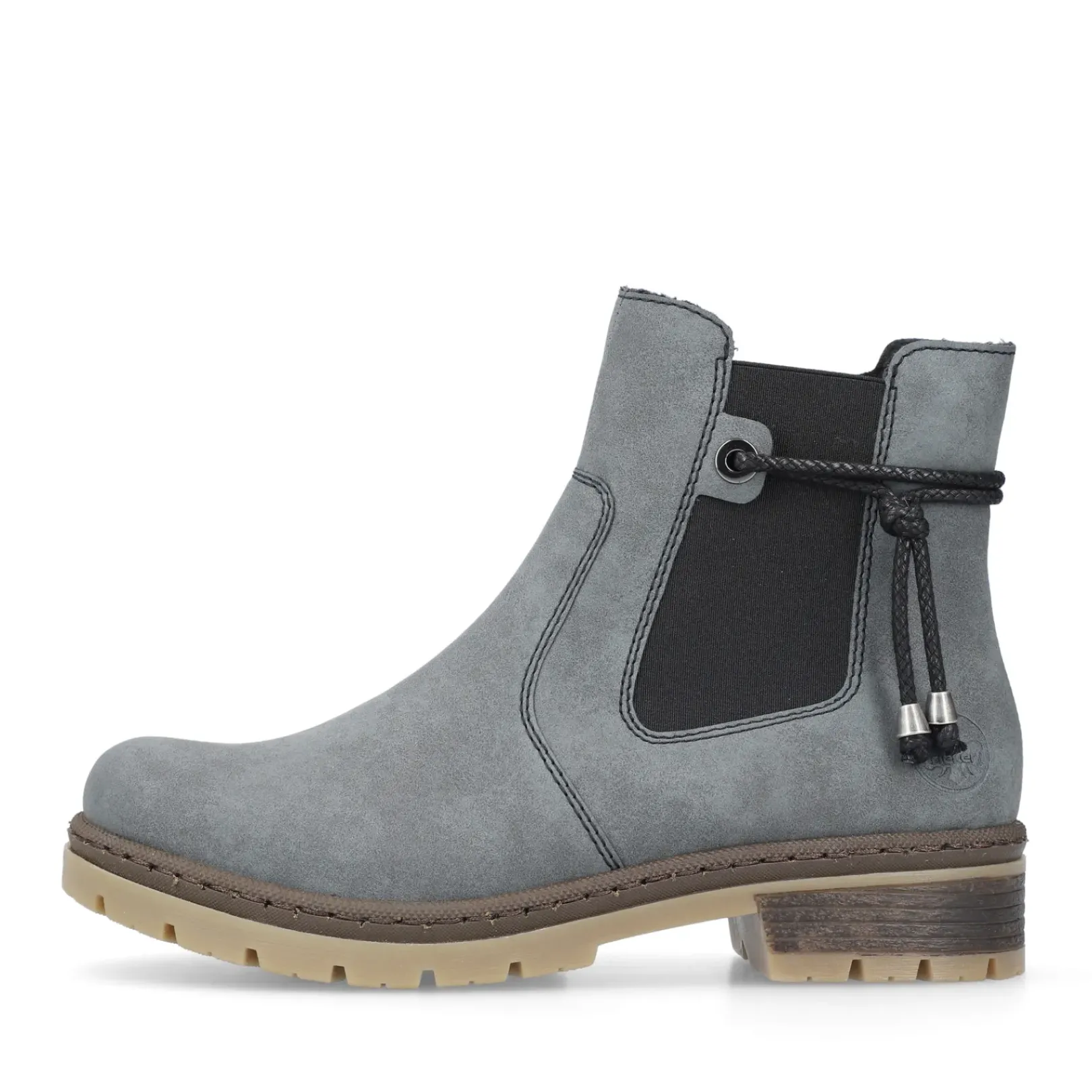 Fashion Rieker Damskie Buty Chelsea W Kolorze Szaro-Niebiesko-Czarnym
