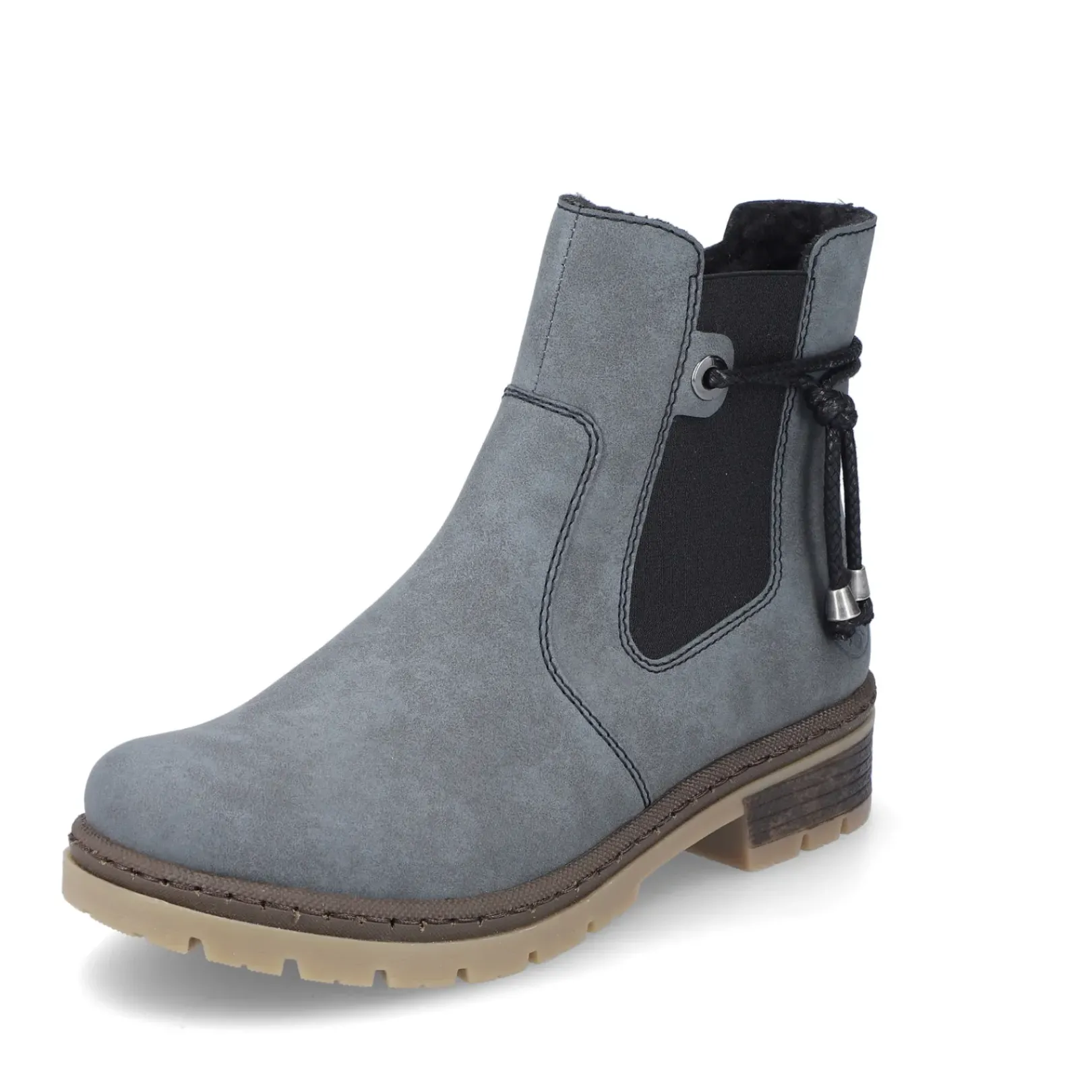 Fashion Rieker Damskie Buty Chelsea W Kolorze Szaro-Niebiesko-Czarnym