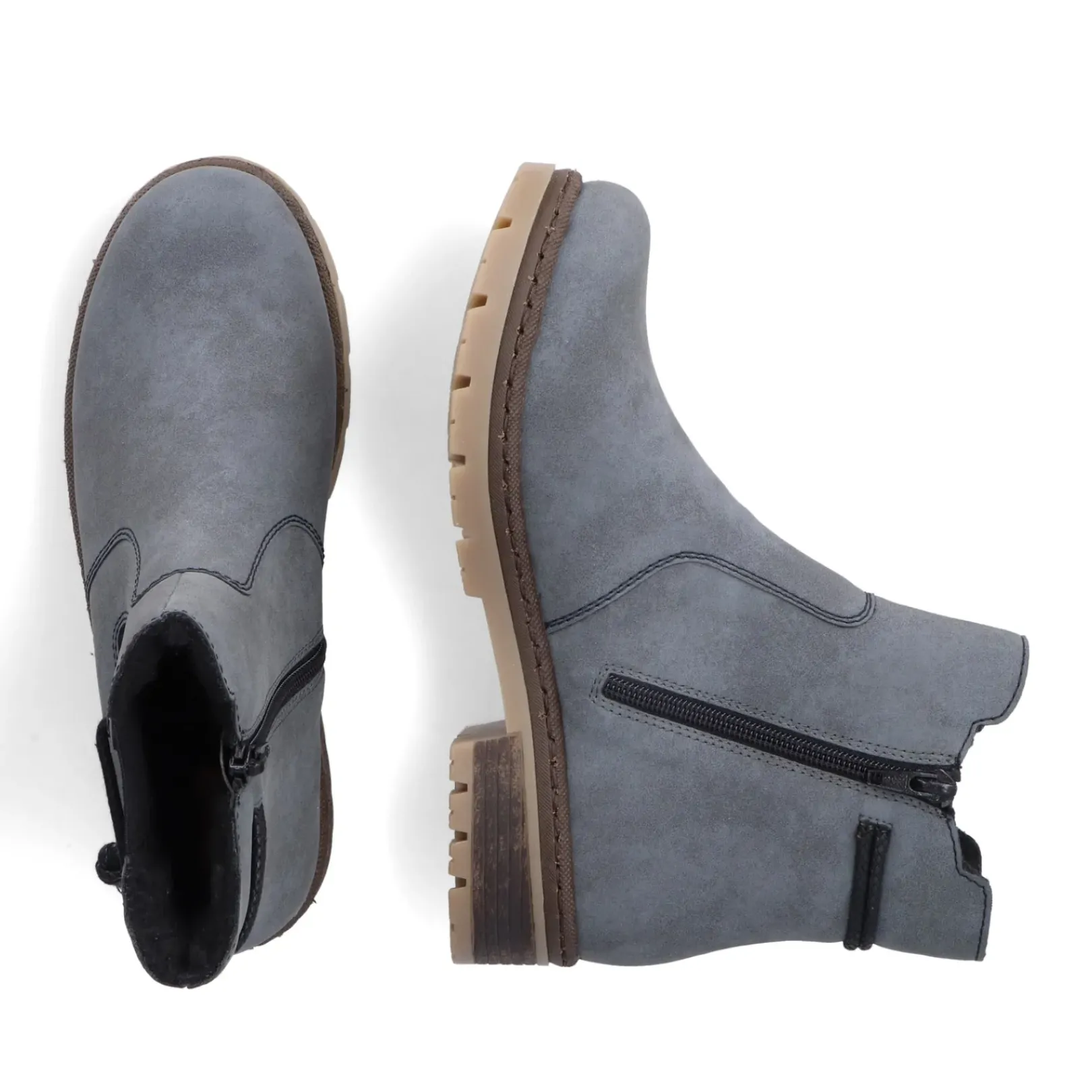 Fashion Rieker Damskie Buty Chelsea W Kolorze Szaro-Niebiesko-Czarnym