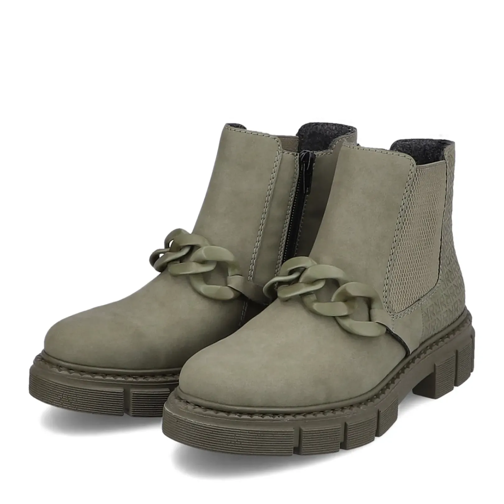New Rieker Damskie Buty Chelsea W Kolorze Wojskowej Zieleni