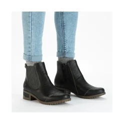 Clearance Rieker Damskie Buty Chelsea , Asfaltowe, Czarne