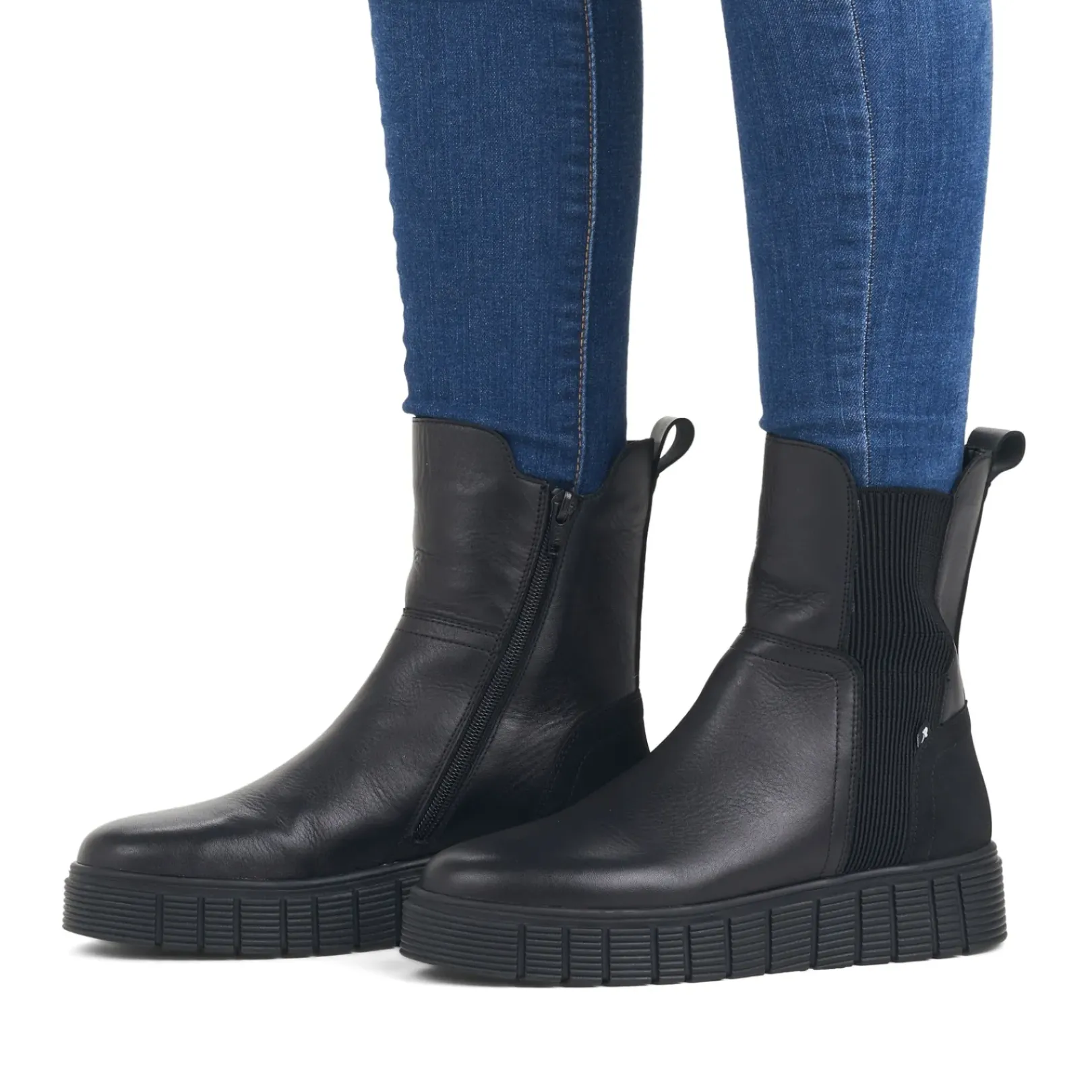 Hot Rieker Damskie Buty Chelsea W Kolorze Ciemnej Czerni