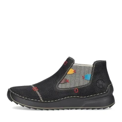 Discount Rieker Damskie Buty Chelsea Asfalt Czarno-Multi