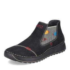 Discount Rieker Damskie Buty Chelsea Asfalt Czarno-Multi