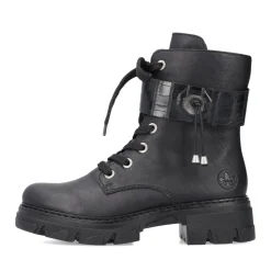 Fashion Rieker Damskie Buty Motocyklowe W Kolorze Kruczoczarnym