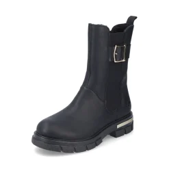 Fashion Rieker Damskie Buty Motocyklowe W Kolorze Kruczoczarnym