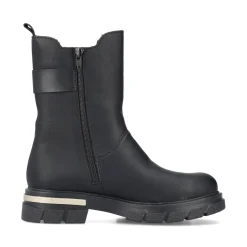 Fashion Rieker Damskie Buty Motocyklowe W Kolorze Kruczoczarnym