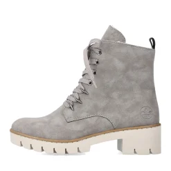 Fashion Rieker Damskie Buty Motocyklowe W Kolorze Srebrnoszarym