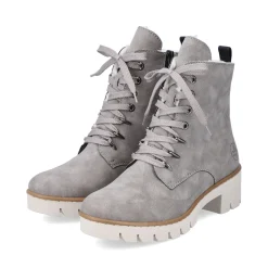 Fashion Rieker Damskie Buty Motocyklowe W Kolorze Srebrnoszarym