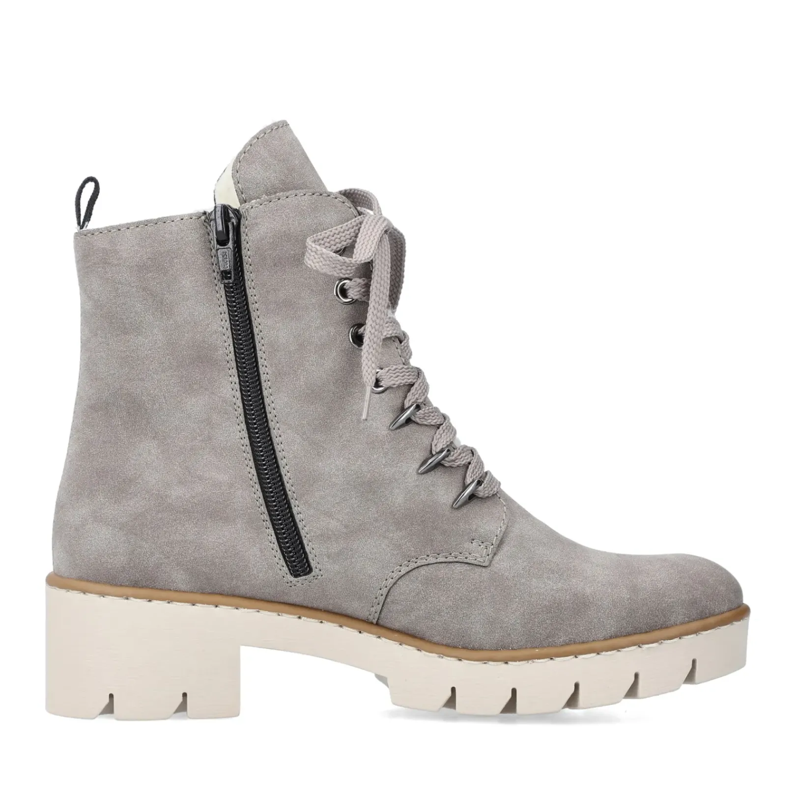 Fashion Rieker Damskie Buty Motocyklowe W Kolorze Srebrnoszarym