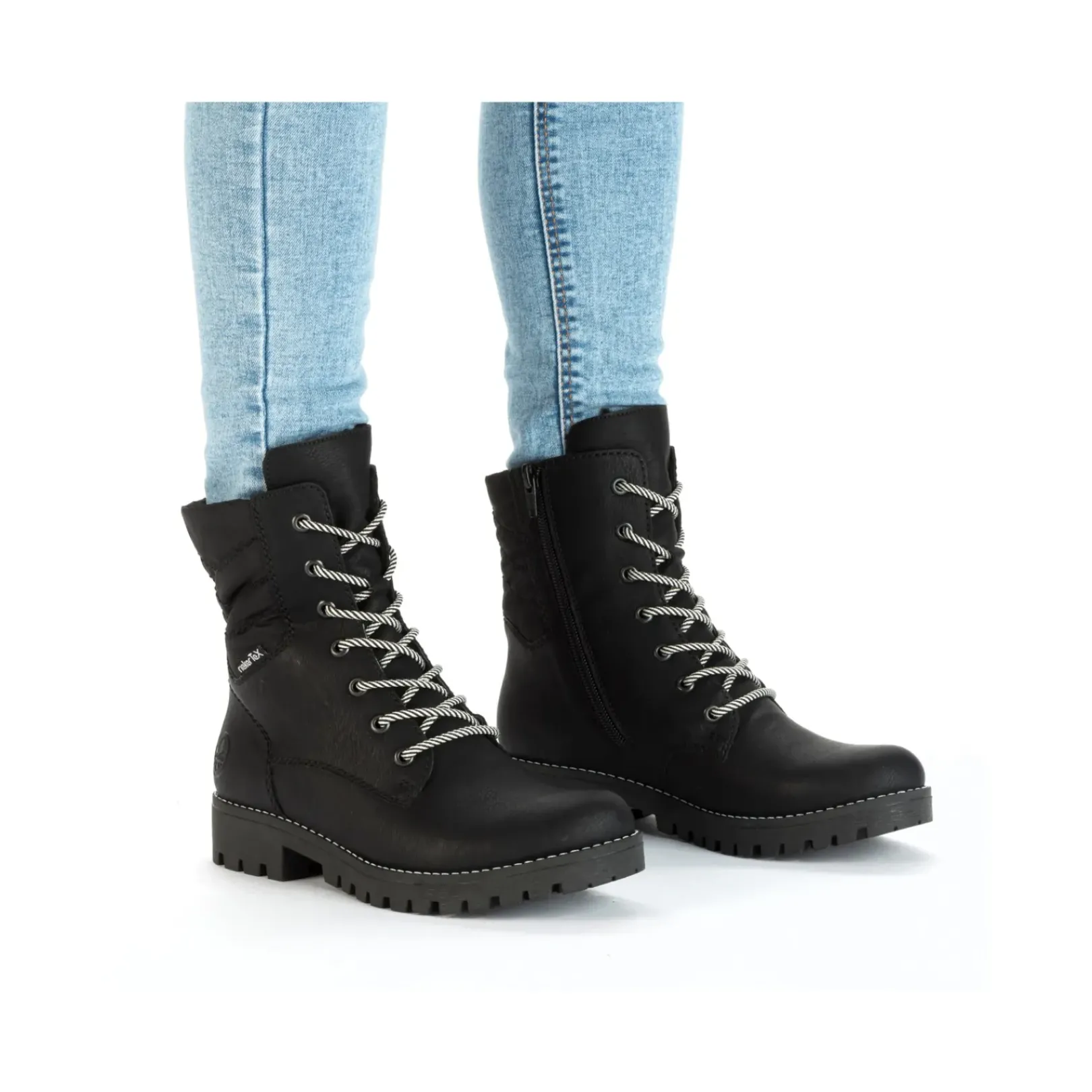 Fashion Rieker Damskie Buty Motocyklowe , Asfaltowe, Czarne