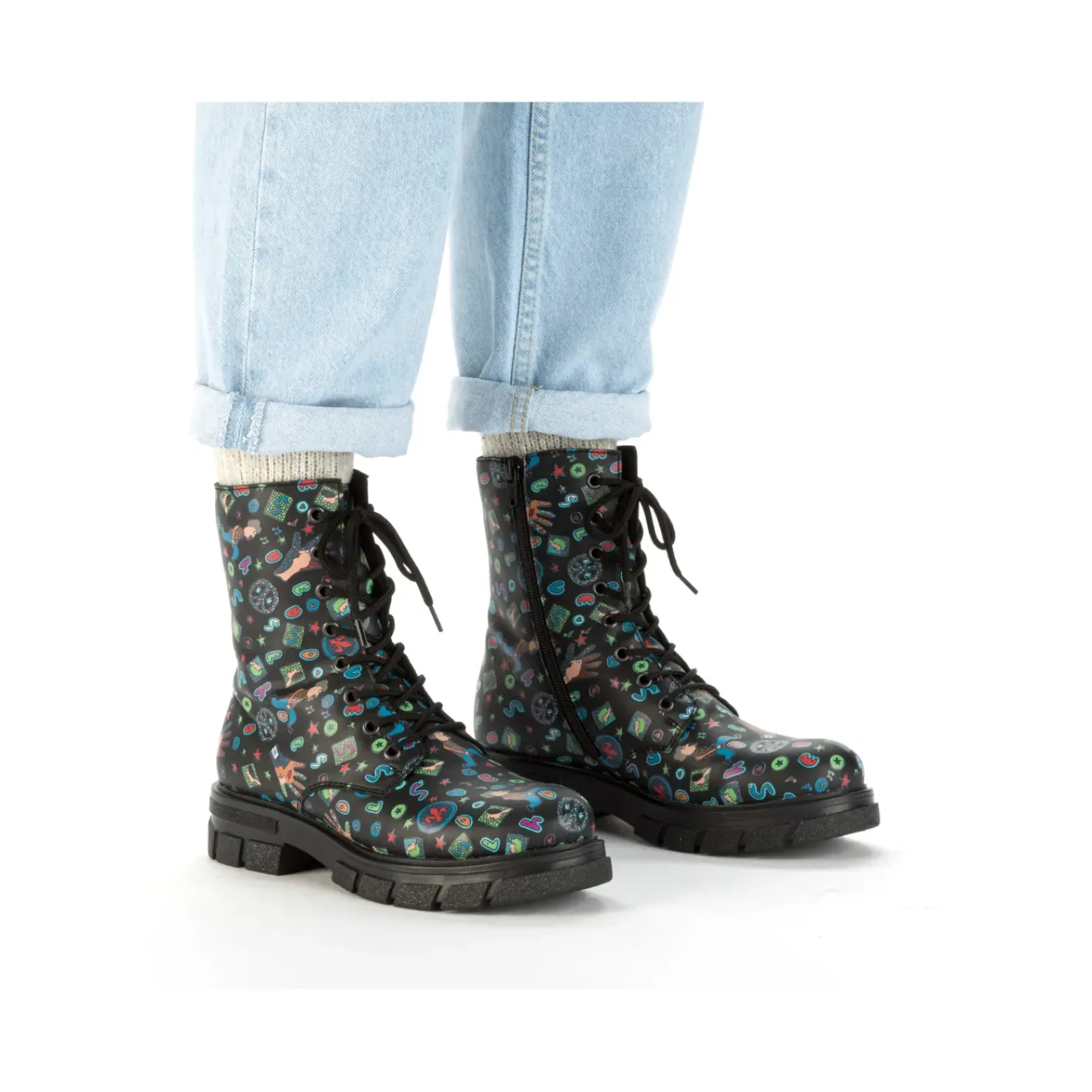 Sale Rieker Damskie Buty Motocyklowe W Kolorze Multi-Czarnym