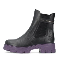 Clearance Rieker Damskie Buty Motocyklowe Night Czarno-Fioletowe