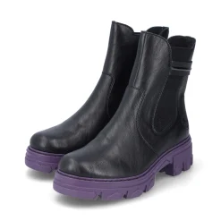 Clearance Rieker Damskie Buty Motocyklowe Night Czarno-Fioletowe