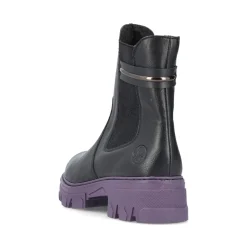 Clearance Rieker Damskie Buty Motocyklowe Night Czarno-Fioletowe