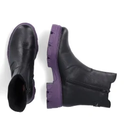 Clearance Rieker Damskie Buty Motocyklowe Night Czarno-Fioletowe