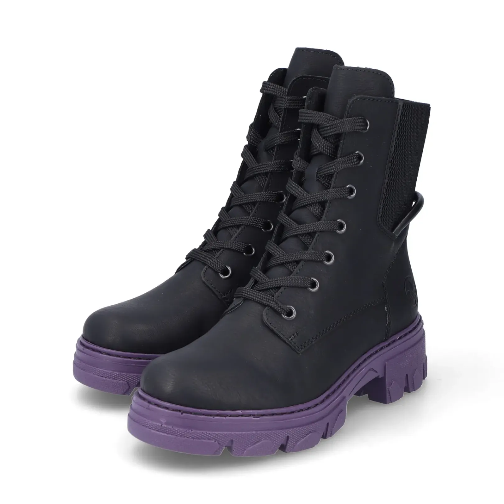 Online Rieker Damskie Buty Motocyklowe Night Czarno-Fioletowe
