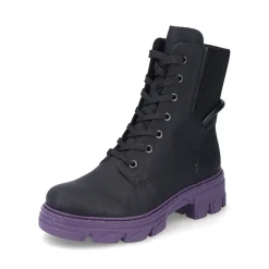 Online Rieker Damskie Buty Motocyklowe Night Czarno-Fioletowe