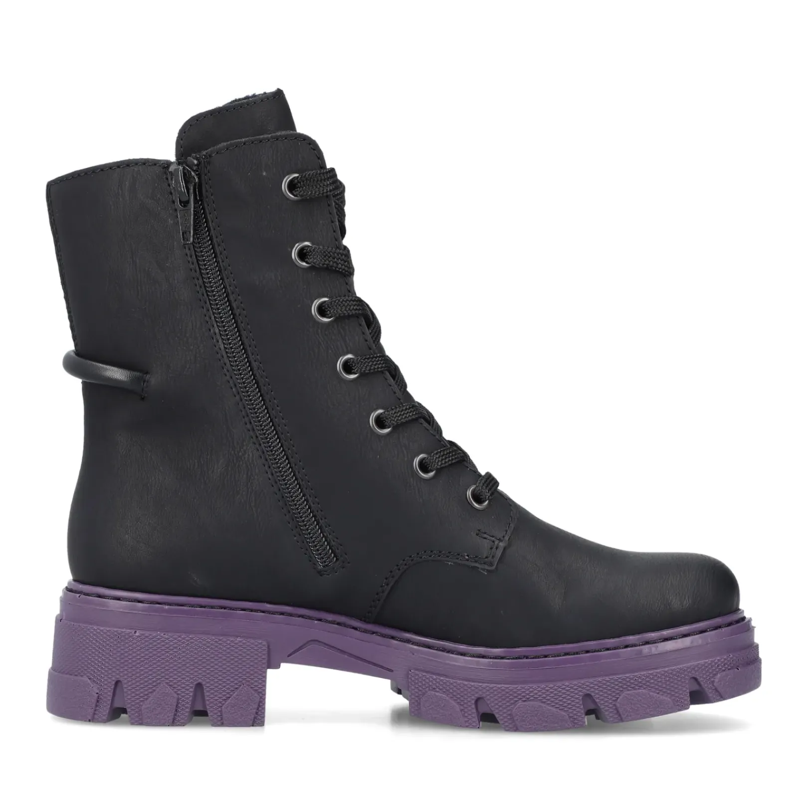 Online Rieker Damskie Buty Motocyklowe Night Czarno-Fioletowe