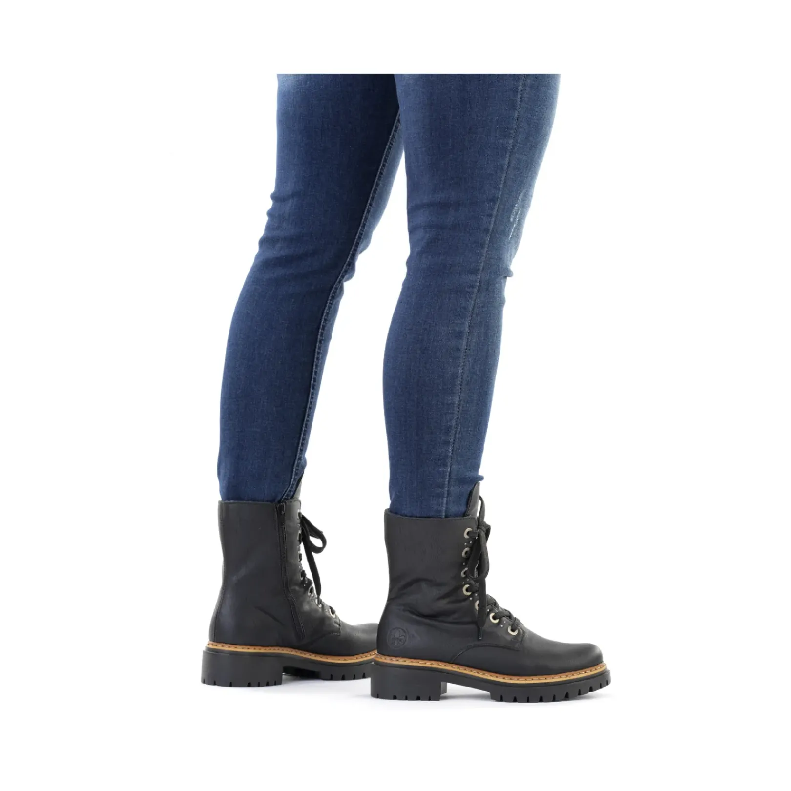 Outlet Rieker Damskie Buty Motocyklowe W Kolorze Grafitowo-Czarnym