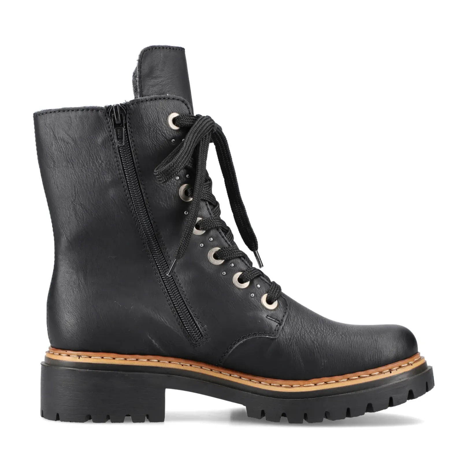 Outlet Rieker Damskie Buty Motocyklowe W Kolorze Grafitowo-Czarnym