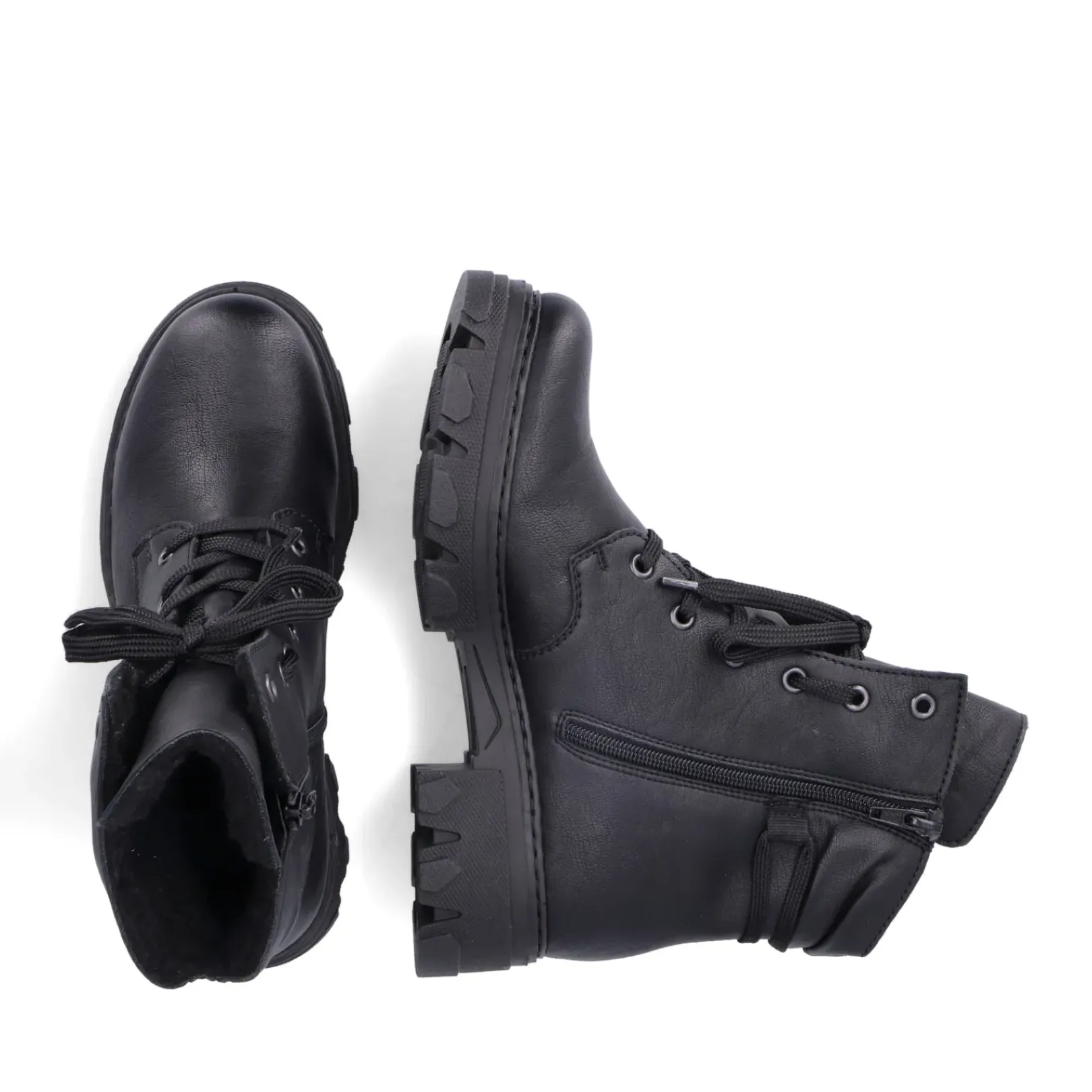 Best Rieker Damskie Buty Motocyklowe W Kolorze Nocno-Czarnym