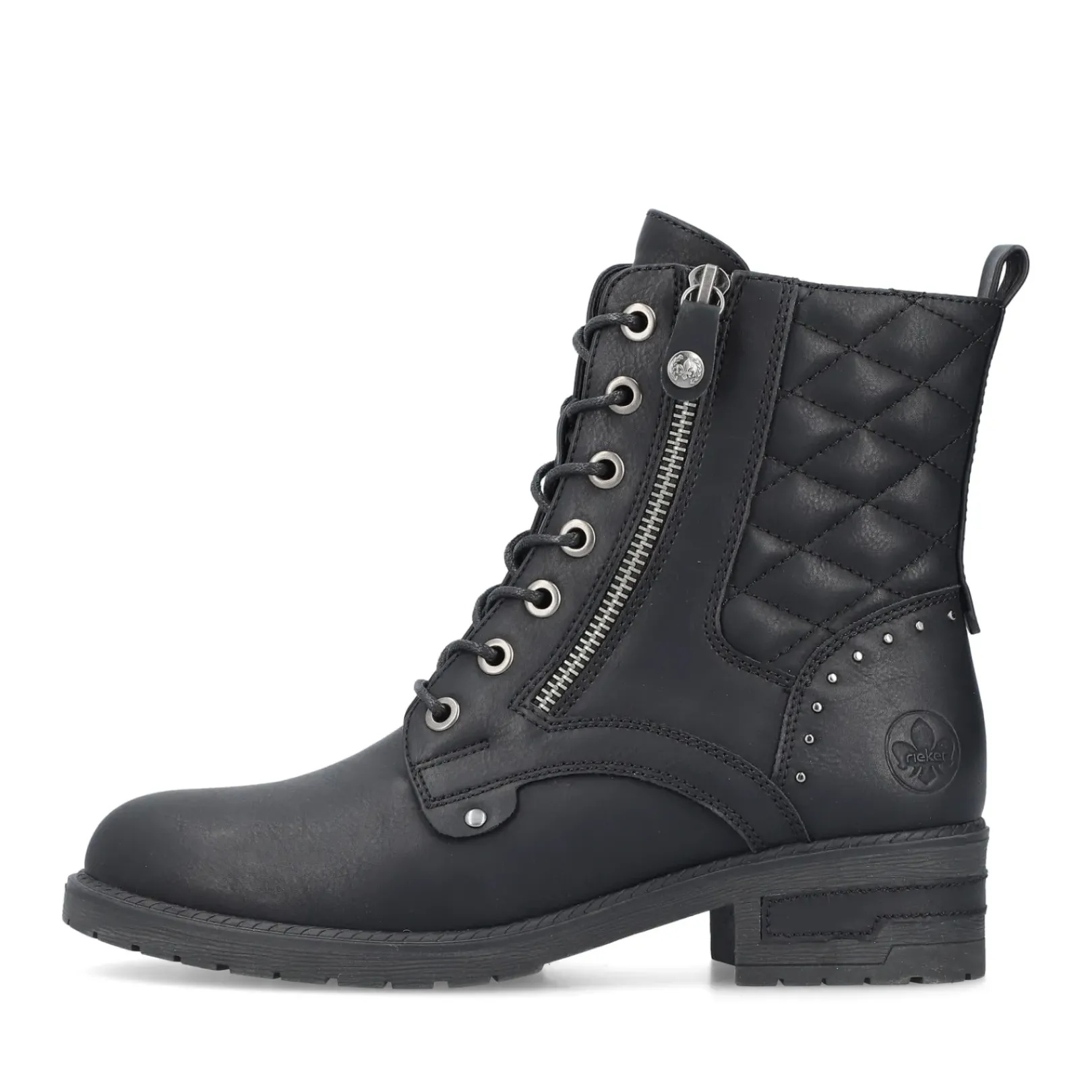 Best Rieker Damskie Buty Motocyklowe W Kolorze Nocno-Czarnym