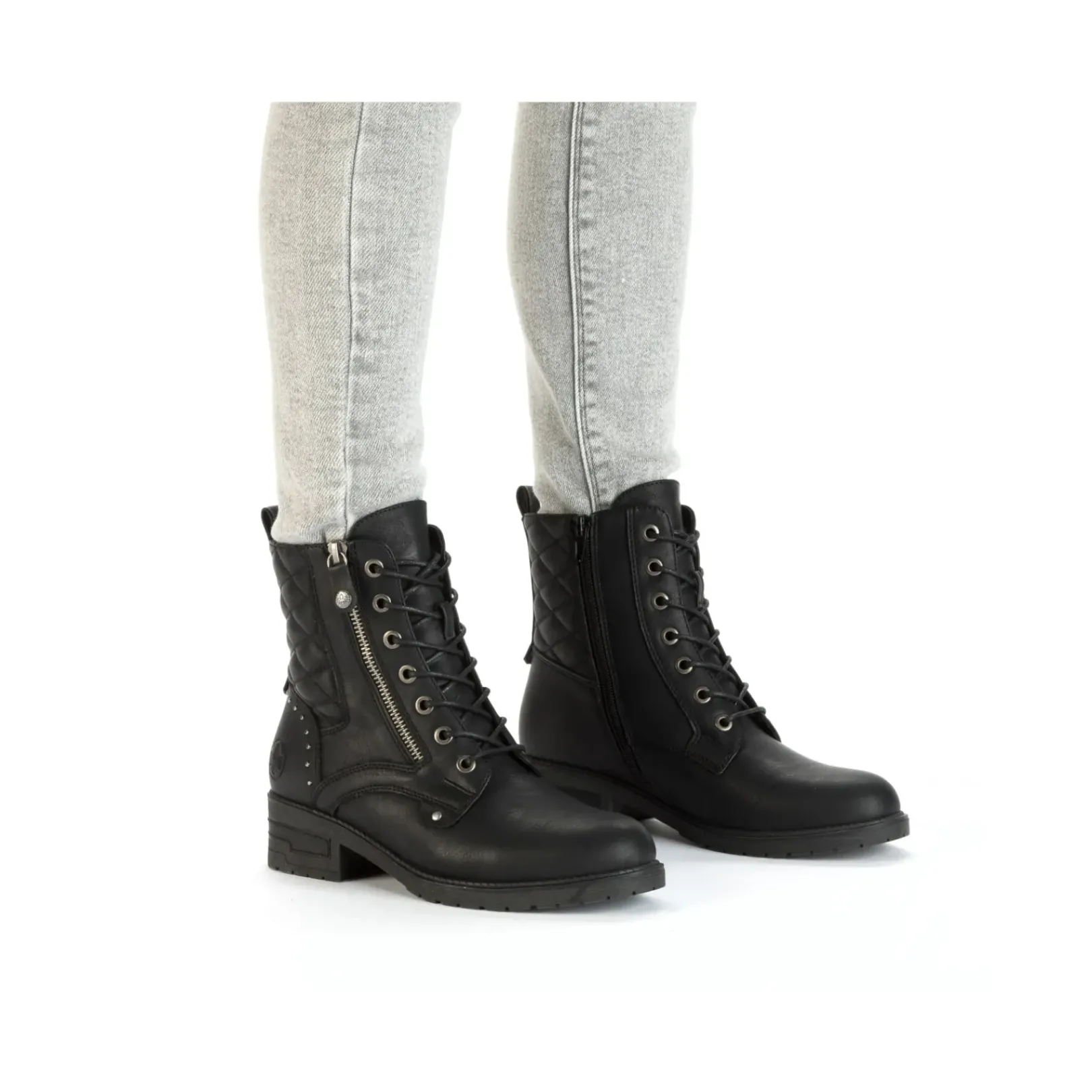 Best Rieker Damskie Buty Motocyklowe W Kolorze Nocno-Czarnym
