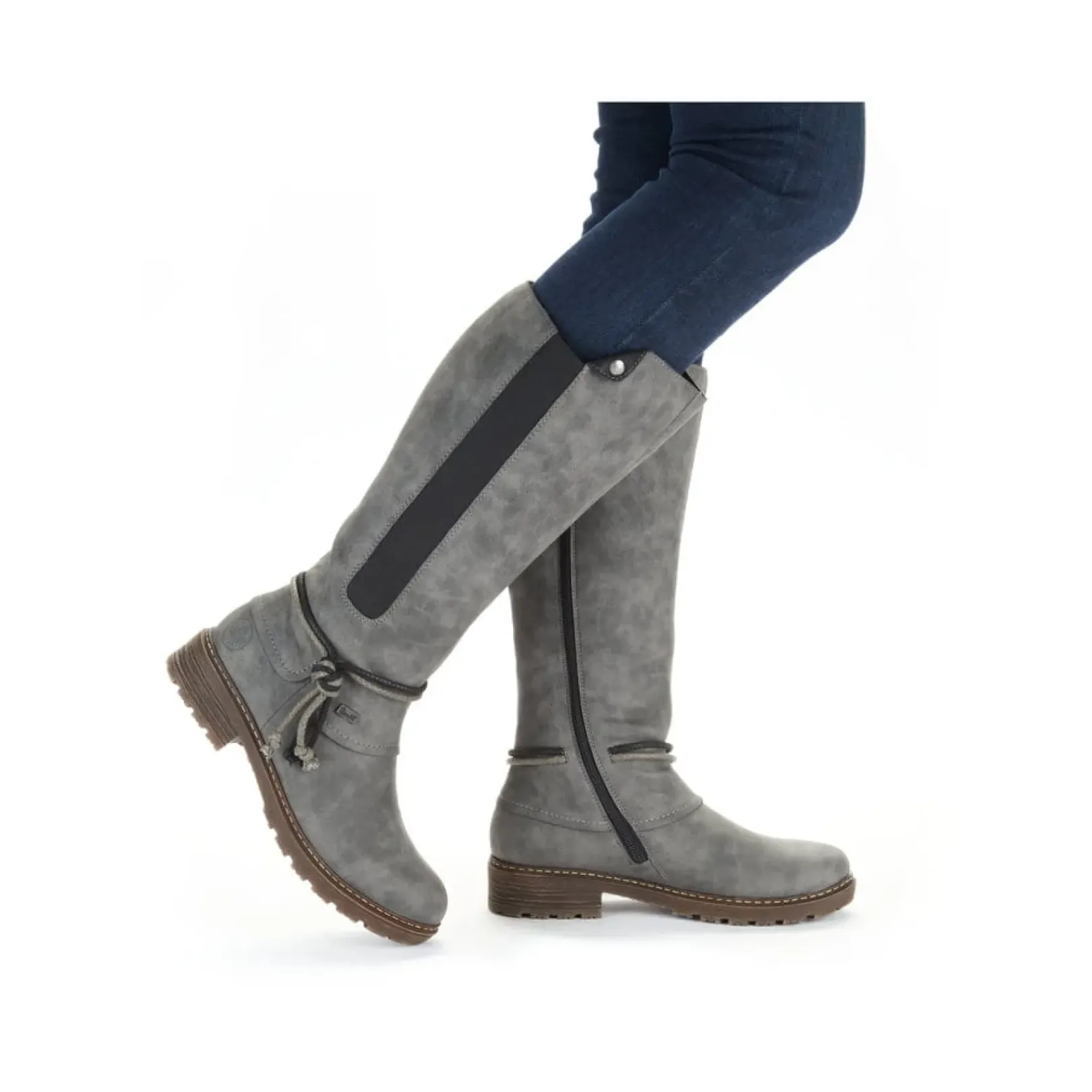 Fashion Rieker Damskie Buty Na Wysokim Obcasie W Kolorze Stalowoszarym