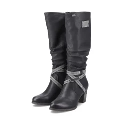 Outlet Rieker Damskie Buty Z Wysoka Cholewka W Kolorze Glebokiej Czerni