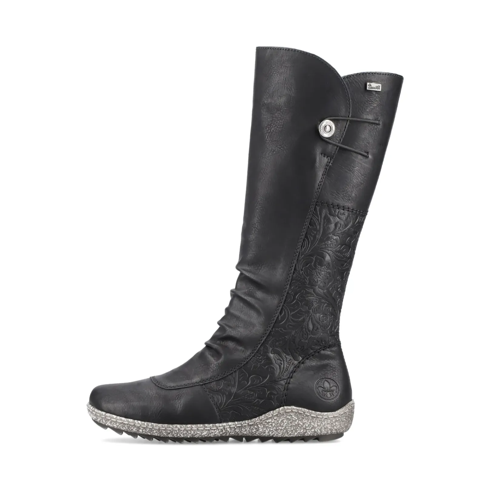 Sale Rieker Damskie Buty Z Wysoka Cholewka W Kolorze Glebokiej Czerni