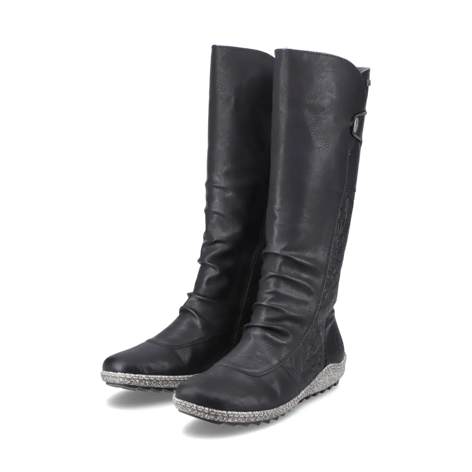 Sale Rieker Damskie Buty Z Wysoka Cholewka W Kolorze Glebokiej Czerni