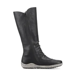 Sale Rieker Damskie Buty Z Wysoka Cholewka W Kolorze Glebokiej Czerni