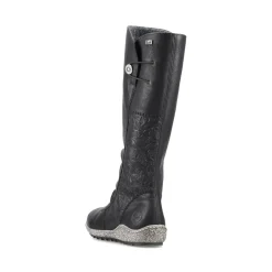 Sale Rieker Damskie Buty Z Wysoka Cholewka W Kolorze Glebokiej Czerni