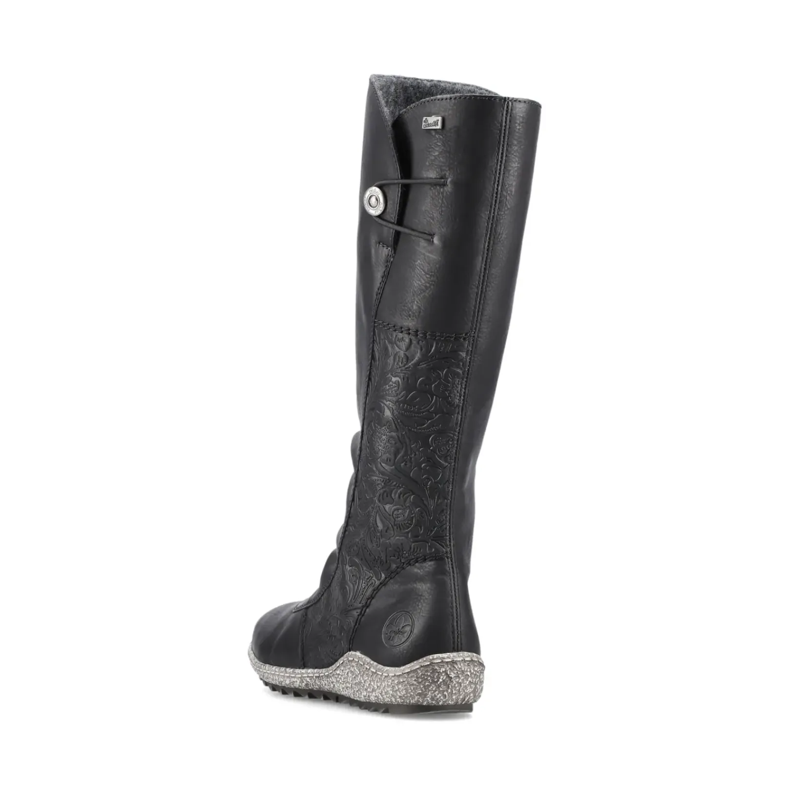 Sale Rieker Damskie Buty Z Wysoka Cholewka W Kolorze Glebokiej Czerni