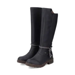 Sale Rieker Damskie Buty Z Wysoka Cholewka W Kolorze Glebokiej Czerni