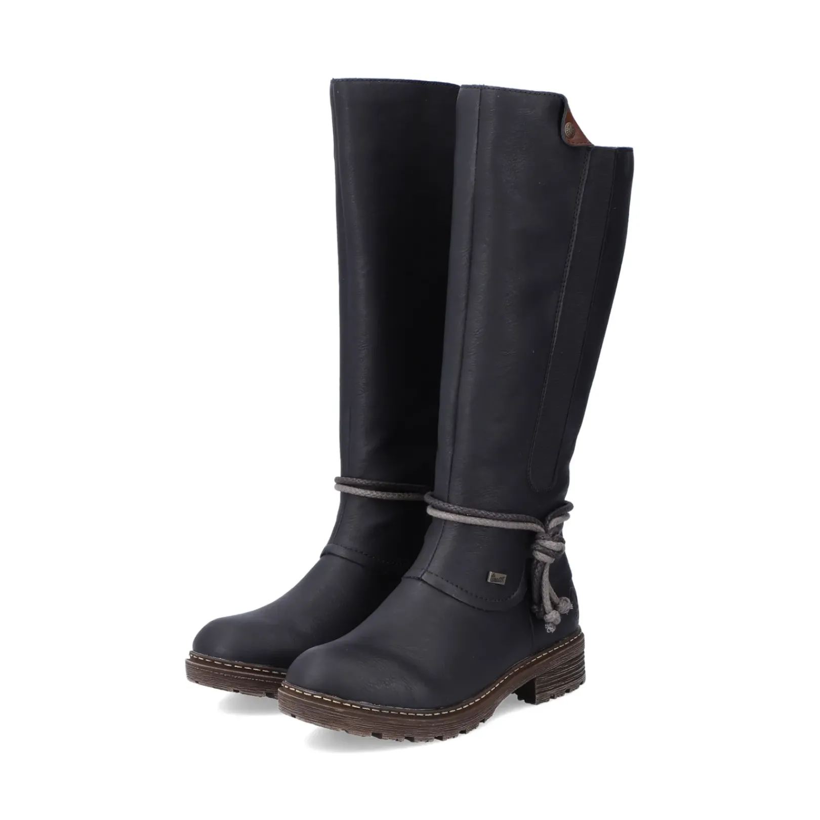 Sale Rieker Damskie Buty Z Wysoka Cholewka W Kolorze Glebokiej Czerni