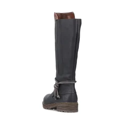 Sale Rieker Damskie Buty Z Wysoka Cholewka W Kolorze Glebokiej Czerni